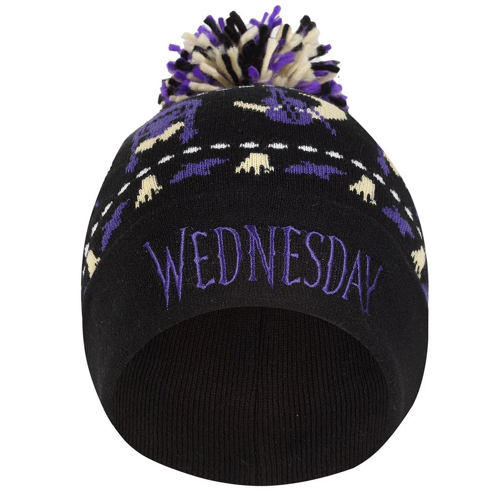 Wednesday Unisex Adult Silhouette Pom Pom Beanie
