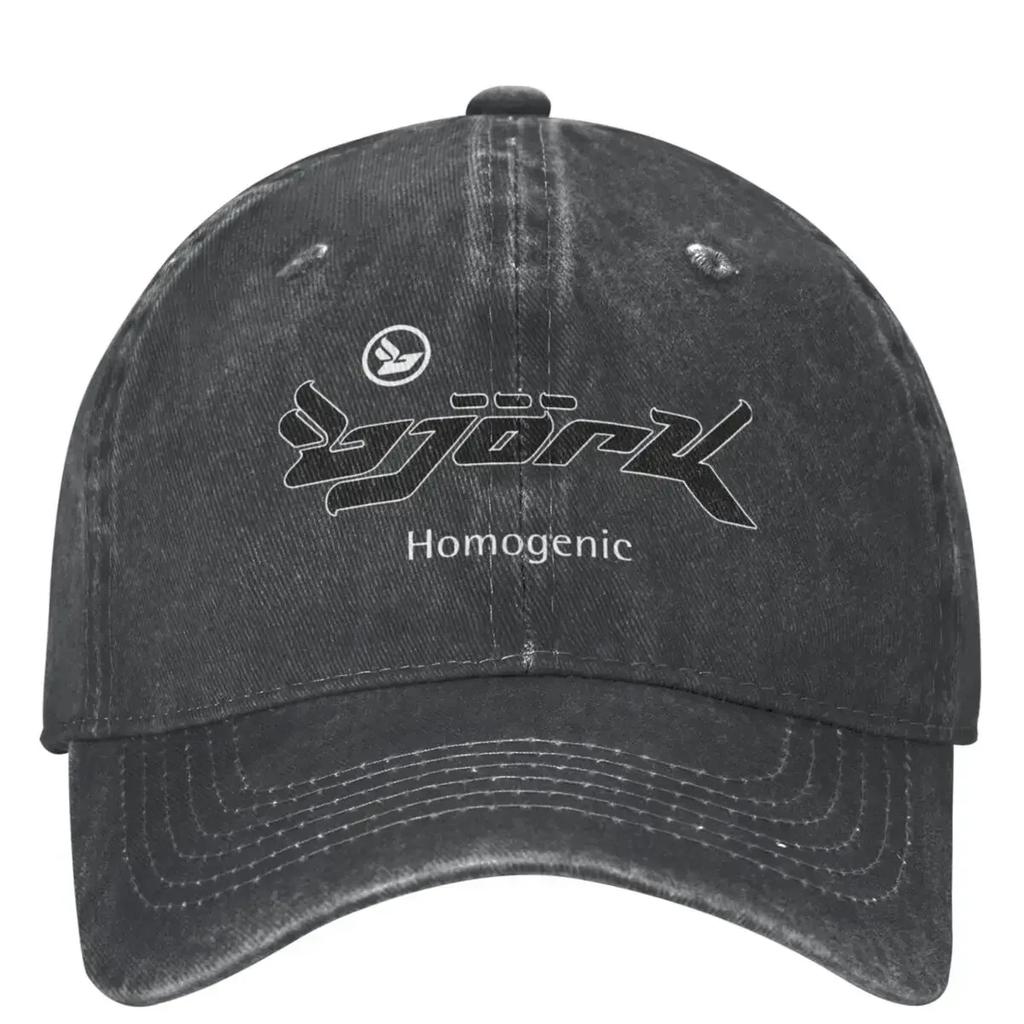 Lässige Björk Homogenic Logo Schwarz Weiß Baseballkappen Unisex Damen Used Denim Snapback Hut Outdoor Laufen Golf