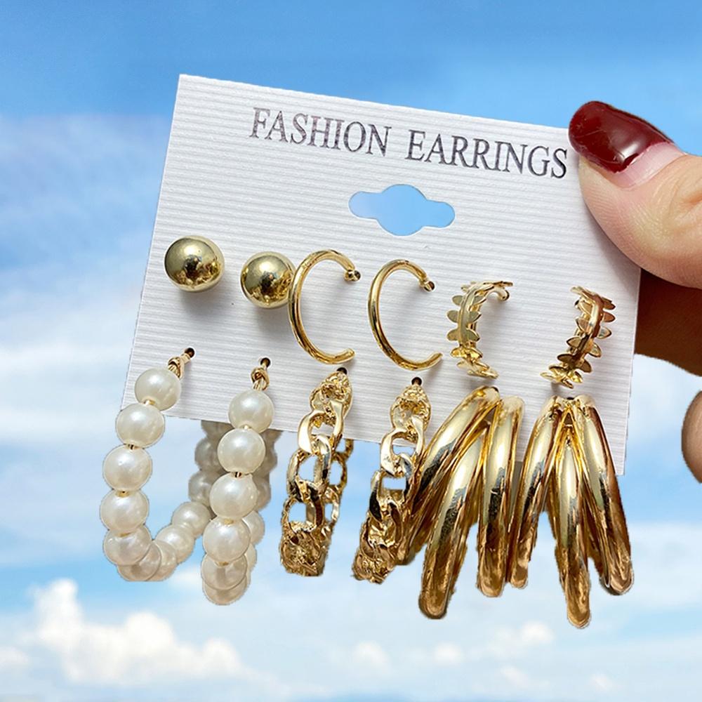 iF ME Fashion Pearl Earring Set Women Luxury Butterfly Love Heart Gold Stud Earrings Resin Hoop Earrings Jewelry Accessories