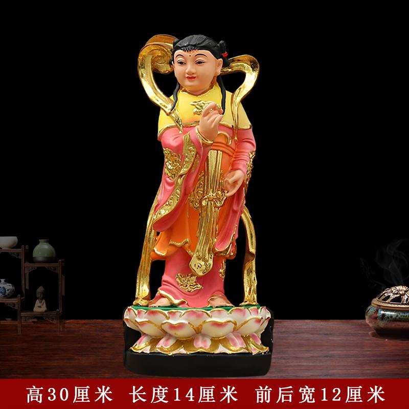 30cm  Statues Home Offerings of Figures Feng Shui Ornaments Home Decoration Accessories Golden Boy and Jade Girl Buddha Statue
