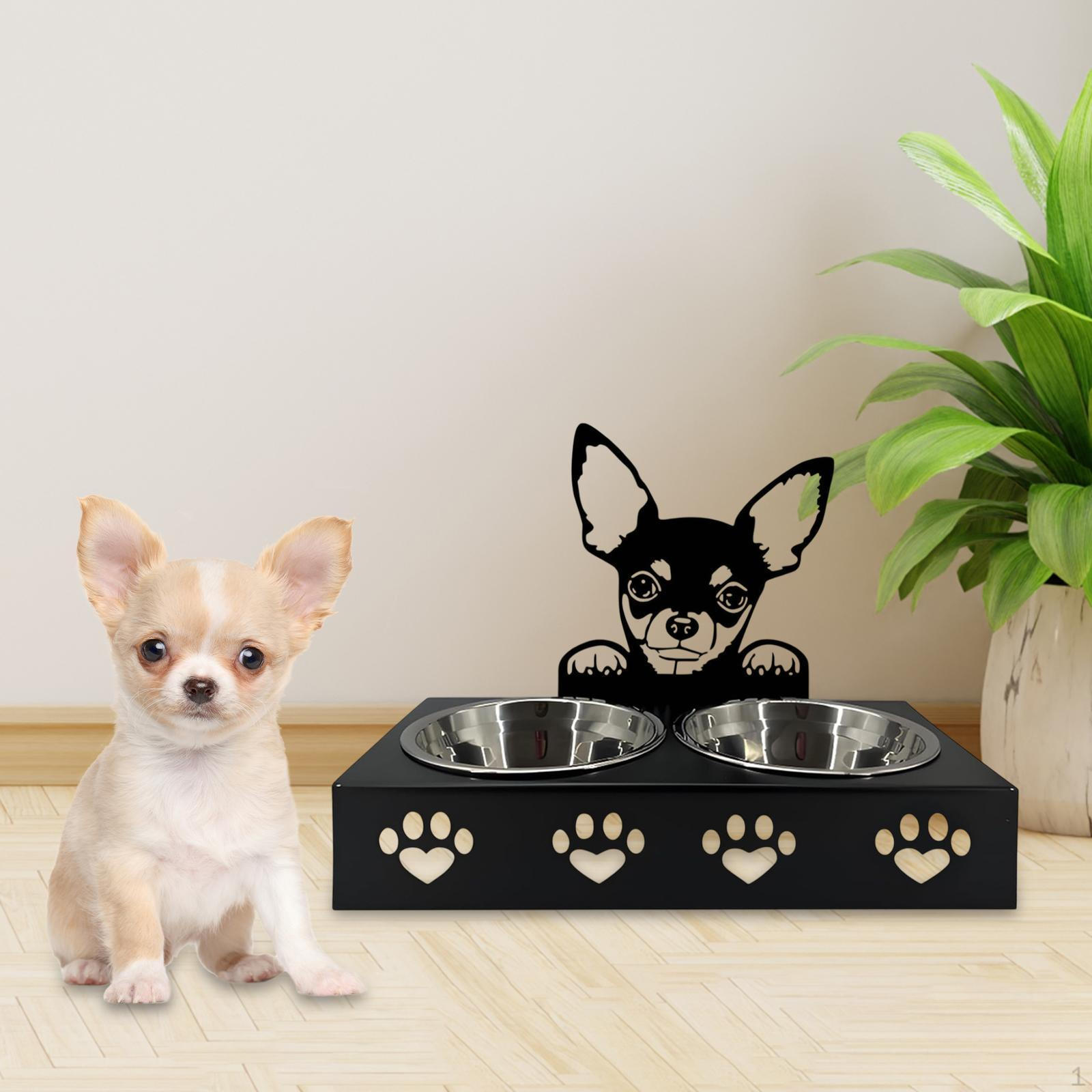 

Cat Food and Water Bowl Pet Feeder Elevated Puppy Stand Dog Double for H