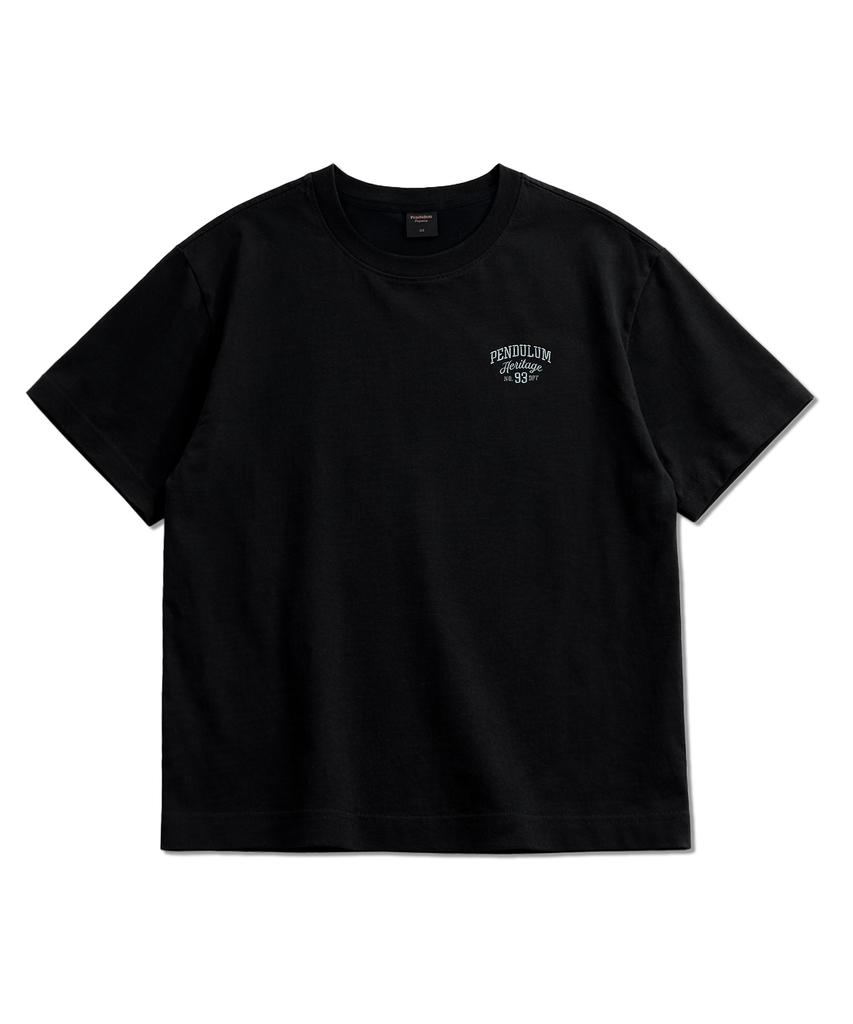 Pendulum Cotton Small Lettering Embroidered Short Sleeve T-Shirt Lq2Tu282_Black
