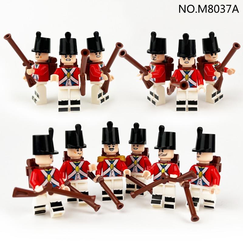 36 European Soldiers 8037A Small Particle Infantry Figurine Royal Army Navy Doll Children's Building Block Cross-bordersale