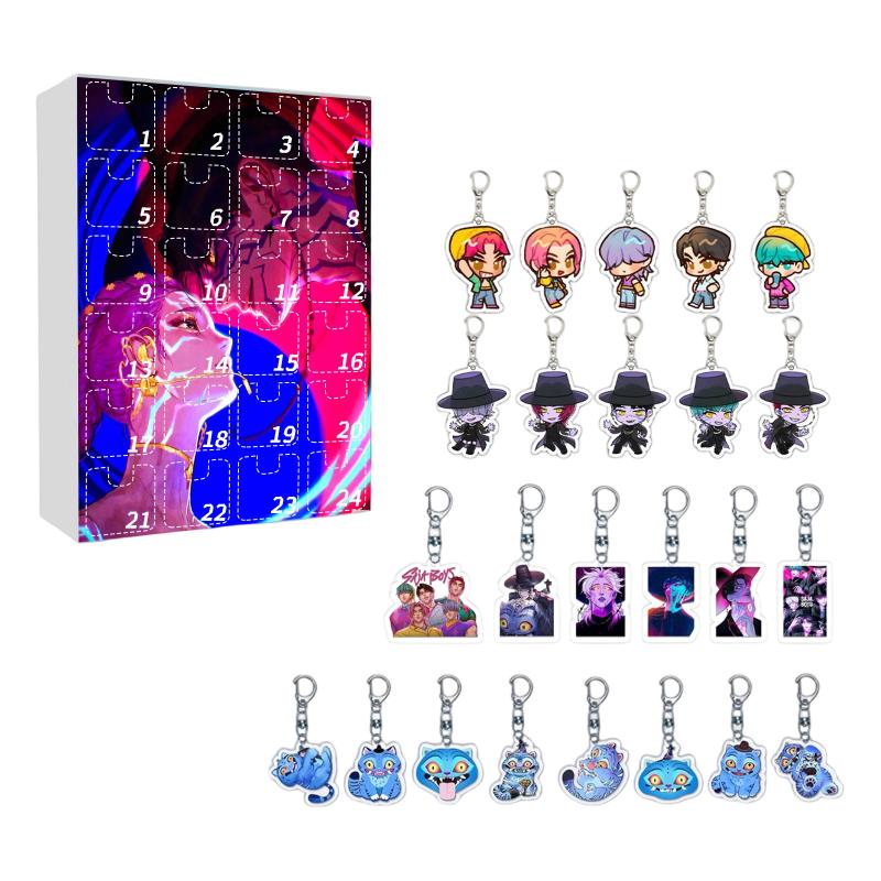 Kpop Caçadores de Demônios Caixa Surpresa Caixa Misteriosa 24 Dias Contagem Regressiva de Natal Calendário do Advento Chaveiro Pingente de Bolsa Presente de Festival