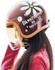 SunUp FLOWER Motorcycle Pearl Ladies Free SL-001 Jet-Style Helmet, White, Size (57-58cm) (Pearl White)