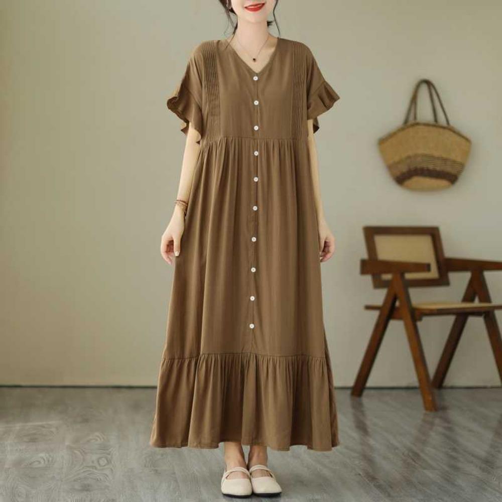 V-neck Loose Long Dress