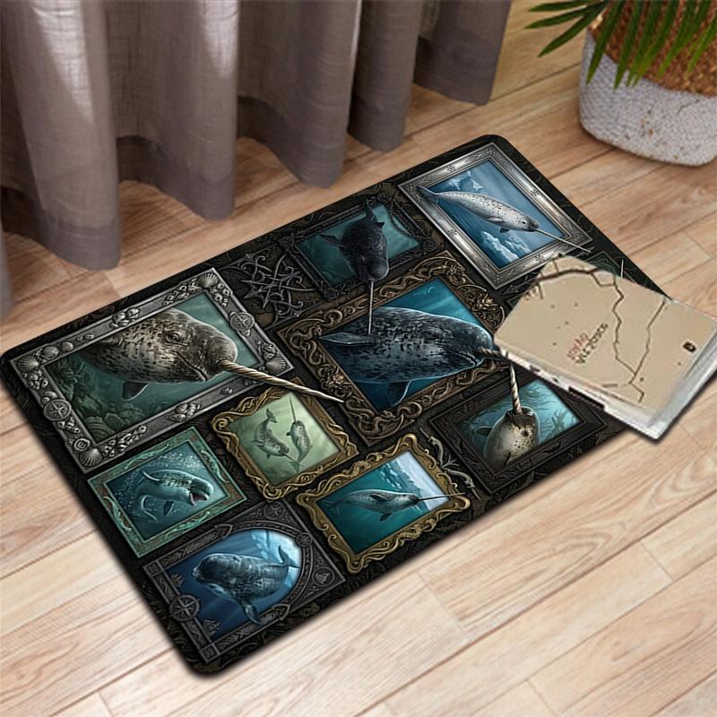 Whale Portrait Collection Pattern Rug Floor Mat for Living Room or Bedroom Soft and Comfortable Carpet a Gift for Birthday and Holiday.