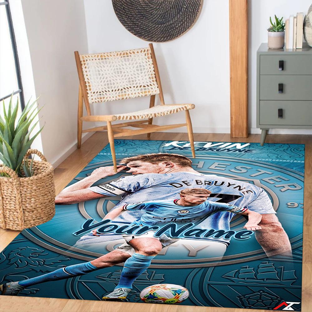 Manchester City Customize Your Name Floor Mat Design for Playrooms Study room Hallway Entryway Anti-slip Rug Anime Office Decor Wedding Party Gift