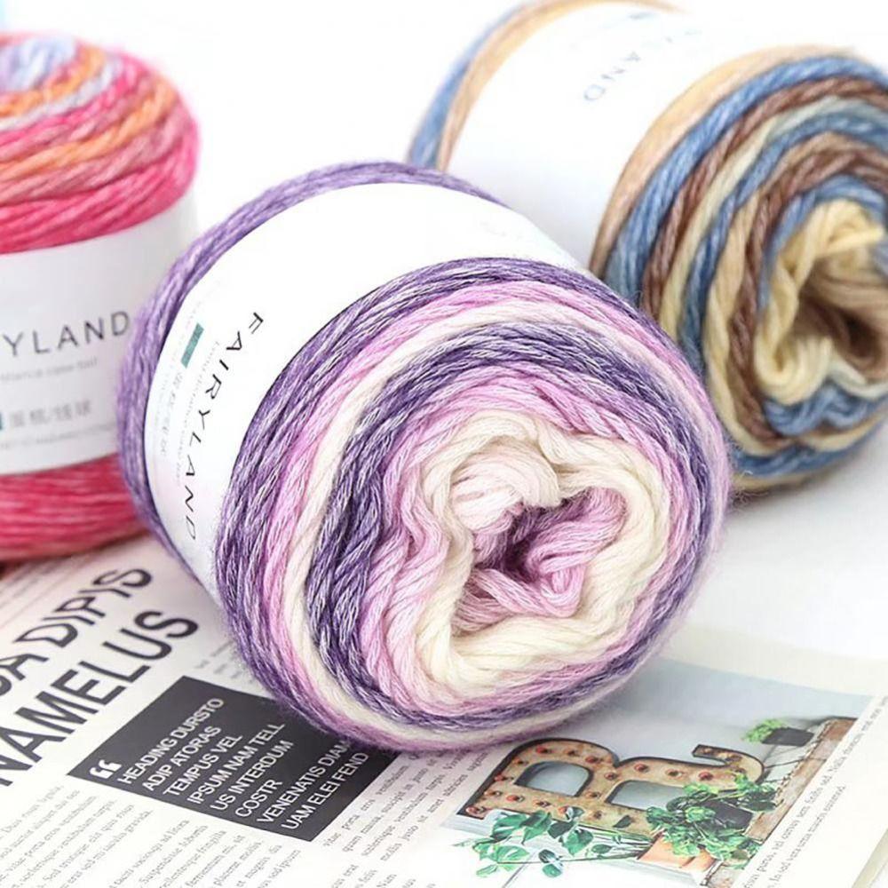 Hand-woven Rainbow Woollen Yarn 100g Multi-Color Yarn Dyeing Crocheting Cake Yarn  Baby