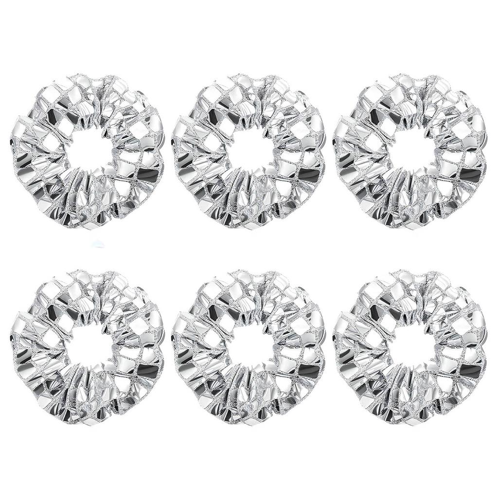 Disco Metallic Silver Ponytail Holders Ponytail Holders Wrist Bands For Girls School Dance Stage