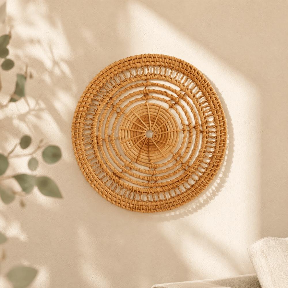 Handwoven Woven Wall Art Rustic Style Nordic Style Rattan Hanging Decor Vintage Style Boho Style Woven Wood Wall Decor