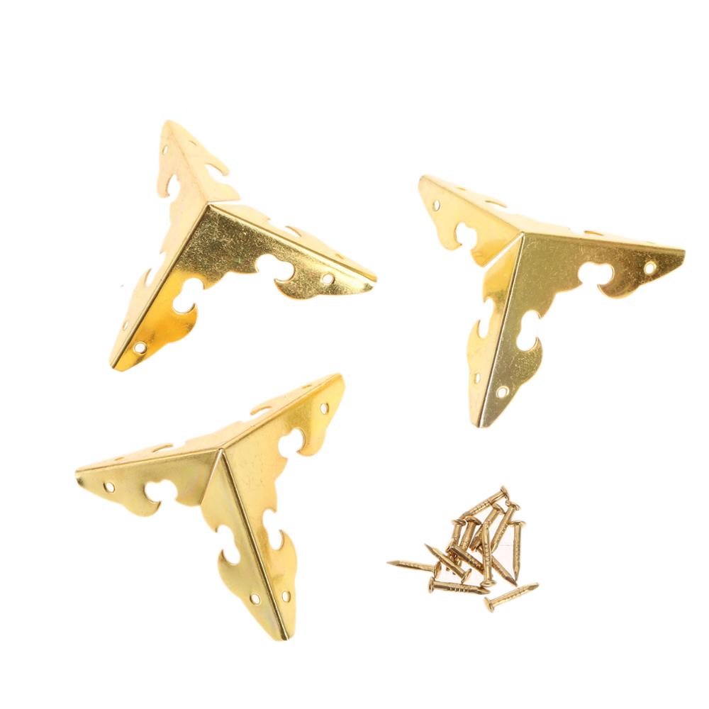 

12pcs Antique Bronze/Golden Decorative Metal Corner Brackets for furniture Wooden Box Feet Corner Protector w/ Screws 30x30x30mm