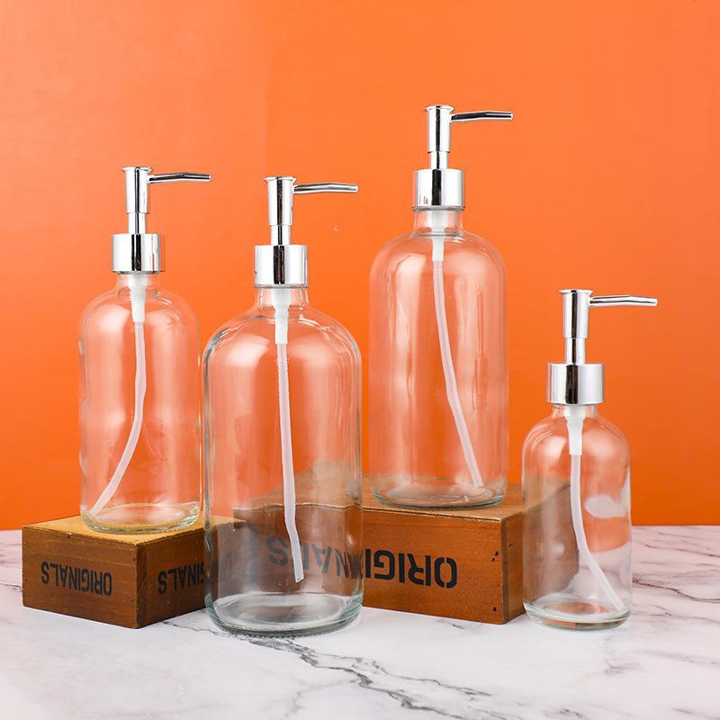 Glass Pump Dispenser Bottles for Lotion, Shower Gel, Hotel & B&B Hand Sanitizer