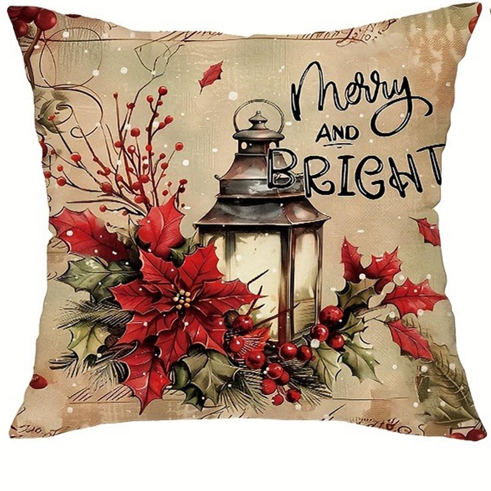 

Рождественское украшение наволочка ретро рождественское красное платье епископ олень гирлянда принт диванная подушка чехол украшение для дома 40x40cm