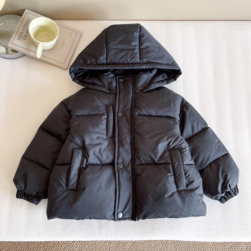 

Nausicaä Valley 2025 Winter Kids Korean Style Hooded Warm Jacket - Versatile Cotton Coat for Boys and Girls 150cm чорний