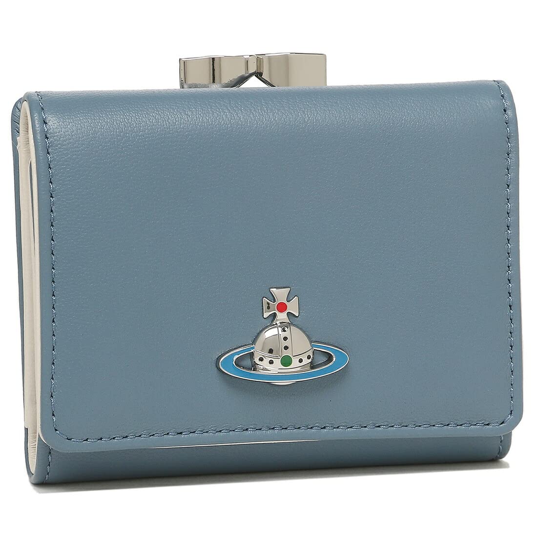 

Vivienne Westwood Emma Wallet with Clasp K401 Tri-fold Closure, Blue, Women s, 51010018, 42105, [Used] синій