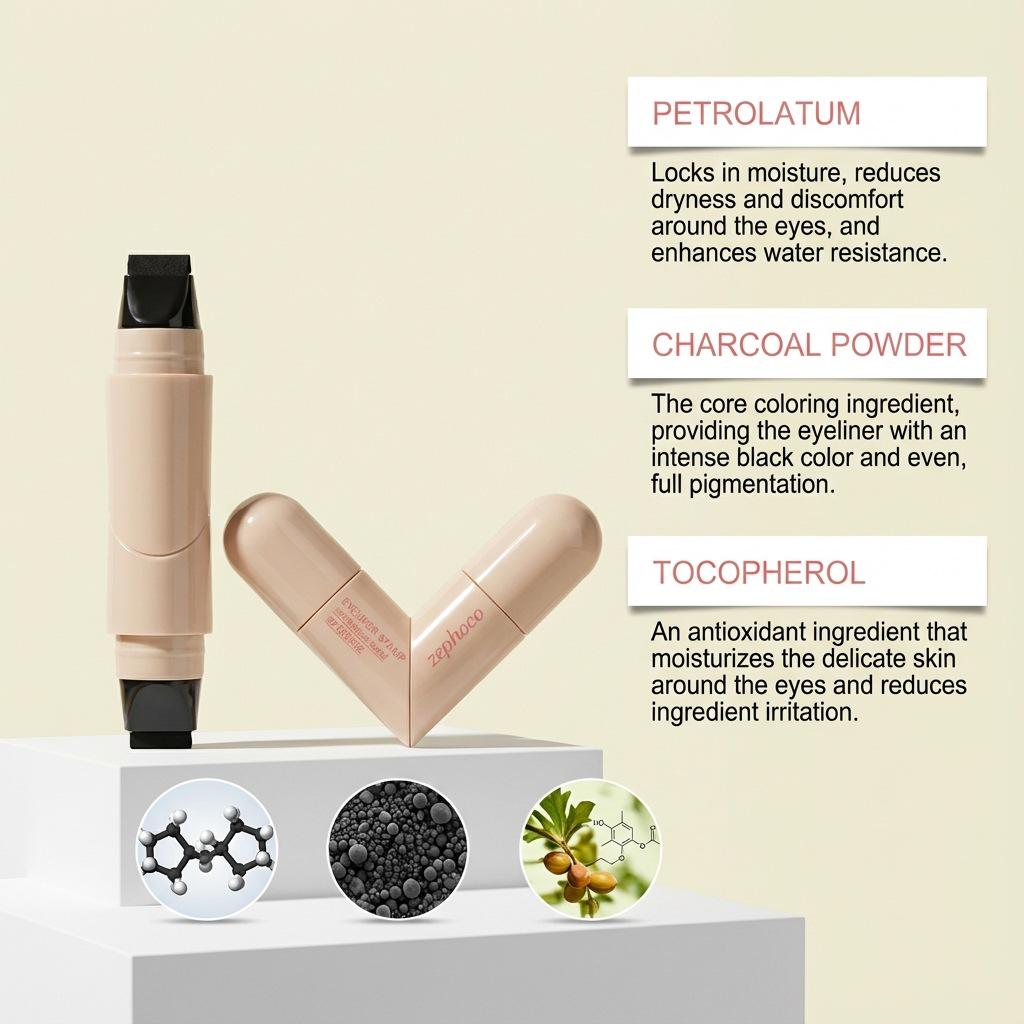 Zephoco Double-Ended Black Liquid Eyeliner Stamp: Smooth, Flawless, Versatile Pigmented Eye Makeup.