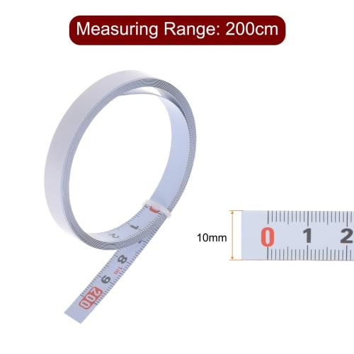uxcell White Carbon Steel Adhesive Tape Measure with Straight Track Tape, Flat Ruler, 200cm Metric, Left to Right Reading