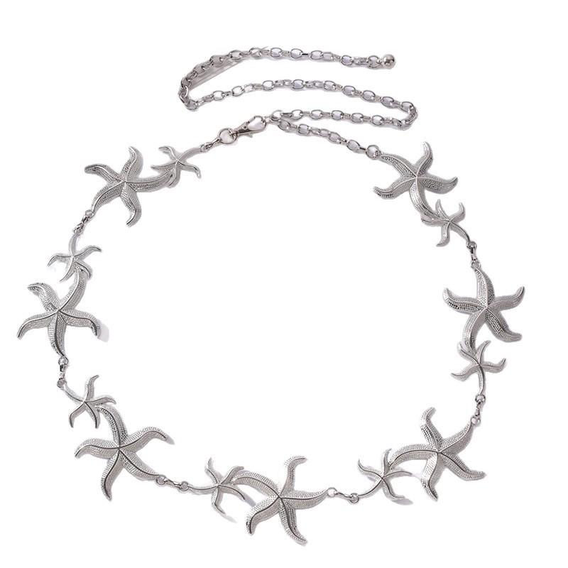 Shell Pearl Bohemian Starfish Metal Waist Chain Summer Beach Vacation Accessory