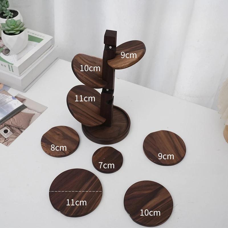 

Wood Tree Coasters Set - Round Placemats for Hot Pot and Tea Cups, Cute Tree Design Pads for Dining Table - Heat Resistant Mat 1 Set