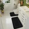 LOCHAS Bathroom Rug Set Black, Soft Bath Rug Set 2 Piece Set, Toilet Mat U-Shaped 20x20 and 34x20 Bathroom Rugs, Quickly