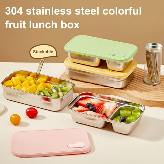 Stainless Steel Snack Containers 2 Compartment Lunch Box Leak-Proof Bento Box with Lids Reusable Food Storage Containers for Travel Camping Outdoor