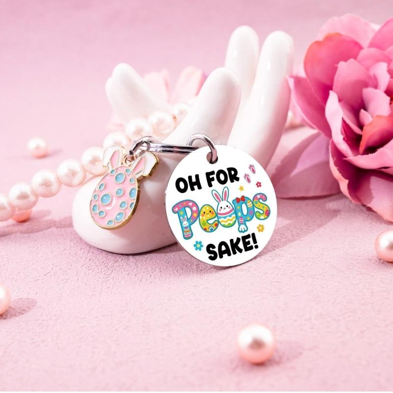 Sturdy Alloy Rabbits Keychain With Enameled Drip Designs For Keys Bags And Gifts