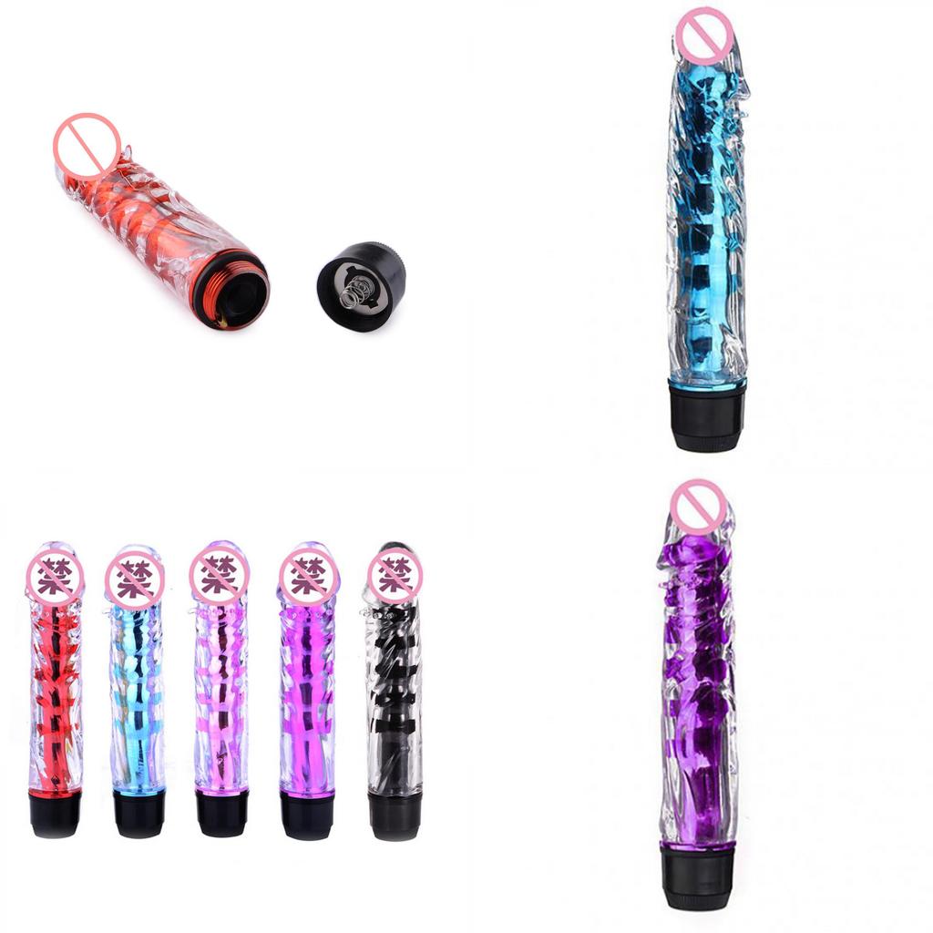 Crystal Jelly Silicone Vibrator Dildo Sex Toy 7 Inch Vibrator Massager Electric