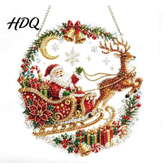 Decorative Hanging Ornaments for Home Christmas Diamond Art Ornament 2D Acrylic Pearl Painting Gift Friends