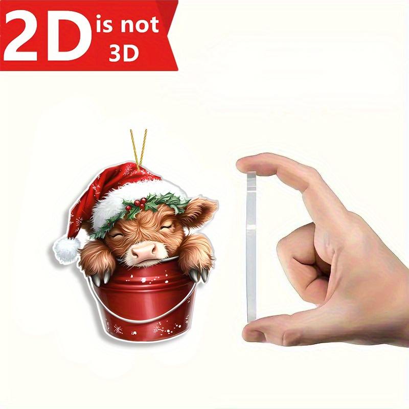 Cow with Christmas Hat Pendant, Perfect for Party Decor, Backpack Accessories, and Christmas Gifts.