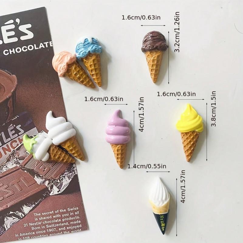 8pcs Mini Ice Cream Cone Fridge Magnets, Suitable For Kitchen And Dining Room Decoration
