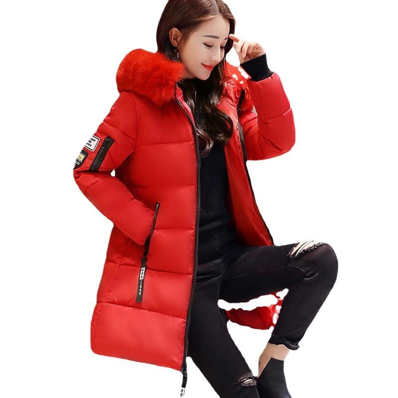 Baumwolljacke, Damen, Oberbekleidung, Winter 2025, Koreanische Version, Slim Fit Daunen-Baumwolljacke, Mittel bis Lang, Übergröße, Warmer Winterschutz