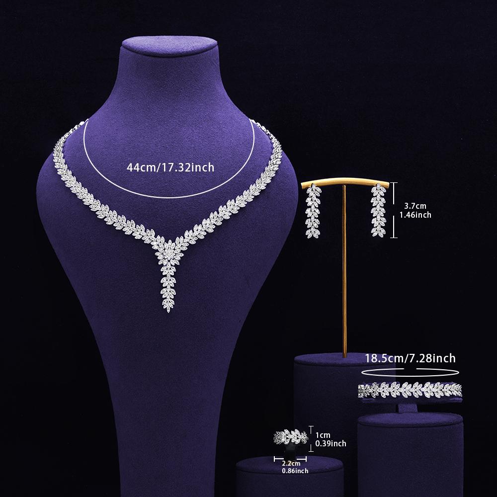 Trendy 4PCS Micro White Zircon CZ Jewelry Set For Women Wedding Bridal Party Jewelry Set Necklace Earring
