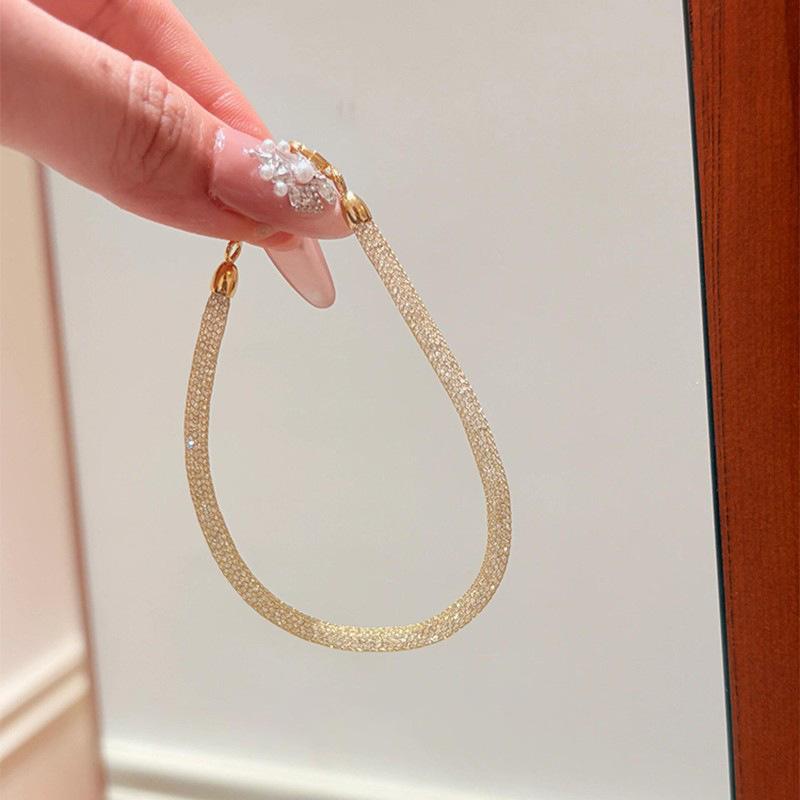 

Сетчатый цирконовый круглый браслет, простой темперамент, нишевый дизайн, персонализированный универсальный, изысканная легкая роскошь, женские ювелирные изделия высокого класса