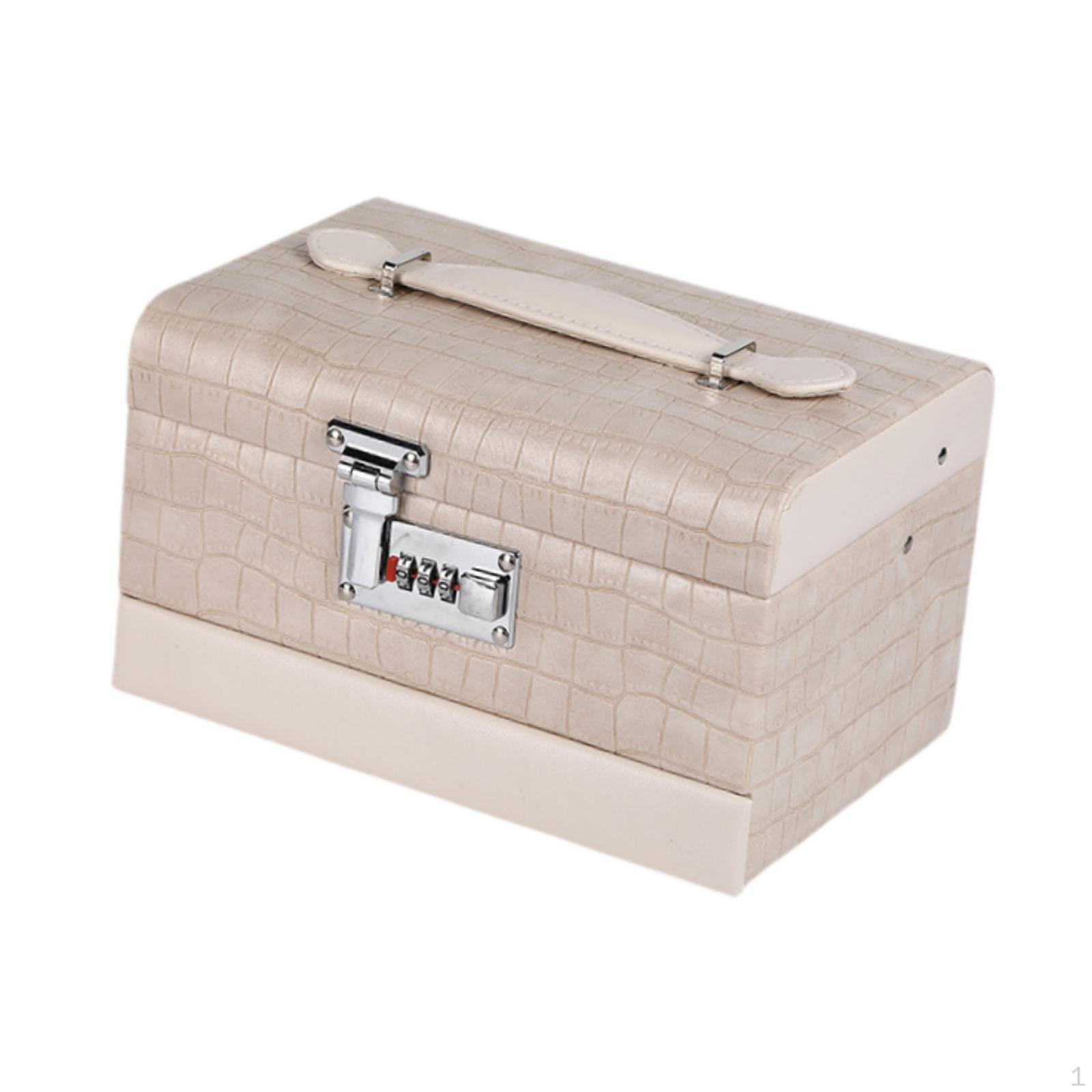 

3-слойная шкатулка для украшений, контейнер для хранения с крышкой, органайзер для колец и сережек, бежевый