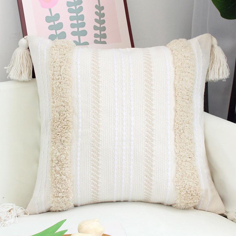 

Подушка з китицями в богемному стилі, наволочка, B&B, прикраса для дому, подушка в етнічному стилі, приліжкова подушка для попереку 30x50cm [Pillowcase only]