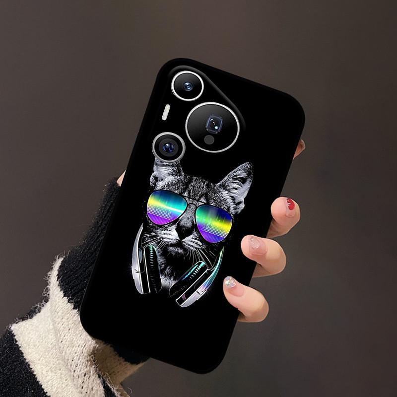 Für Huawei Pura 70 Hülle Schwarz Matt Niedlich Weich Silikon TPU Hüllen für Pura70 Pro Pura 70 Pro+ Plus Ultra Abdeckung Schutz Fundas