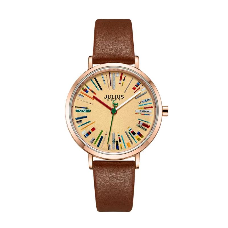 South Korea's New Product Creative Color Palette Watch with Leather Strap, Quartz, College Style, Waterproof Student Watch, Ultra-Thin Watch