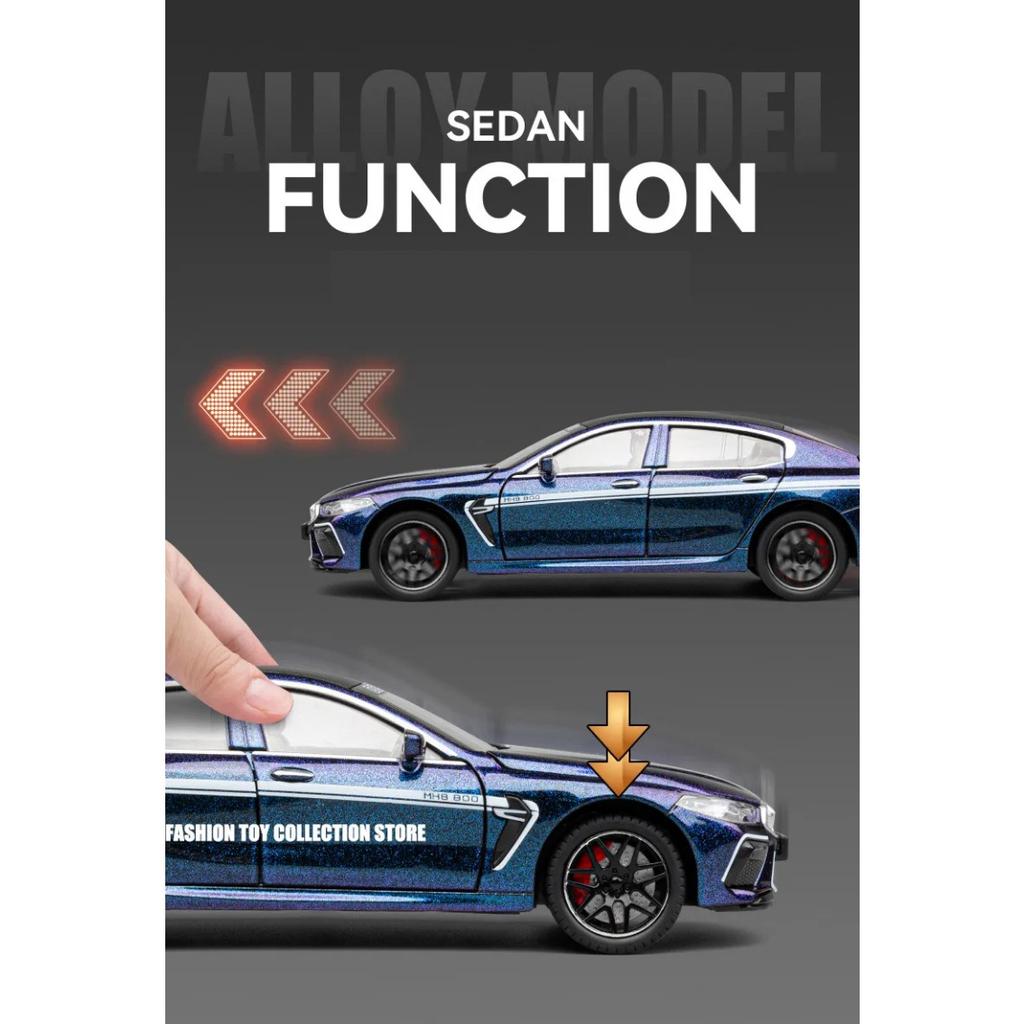 Model de mașină din aliaj la scară 1/24 BWM M8, jucărie turnată sub presiune, cu sunet și vehicule ușoare Jucării de decorare pentru cadou pentru copii