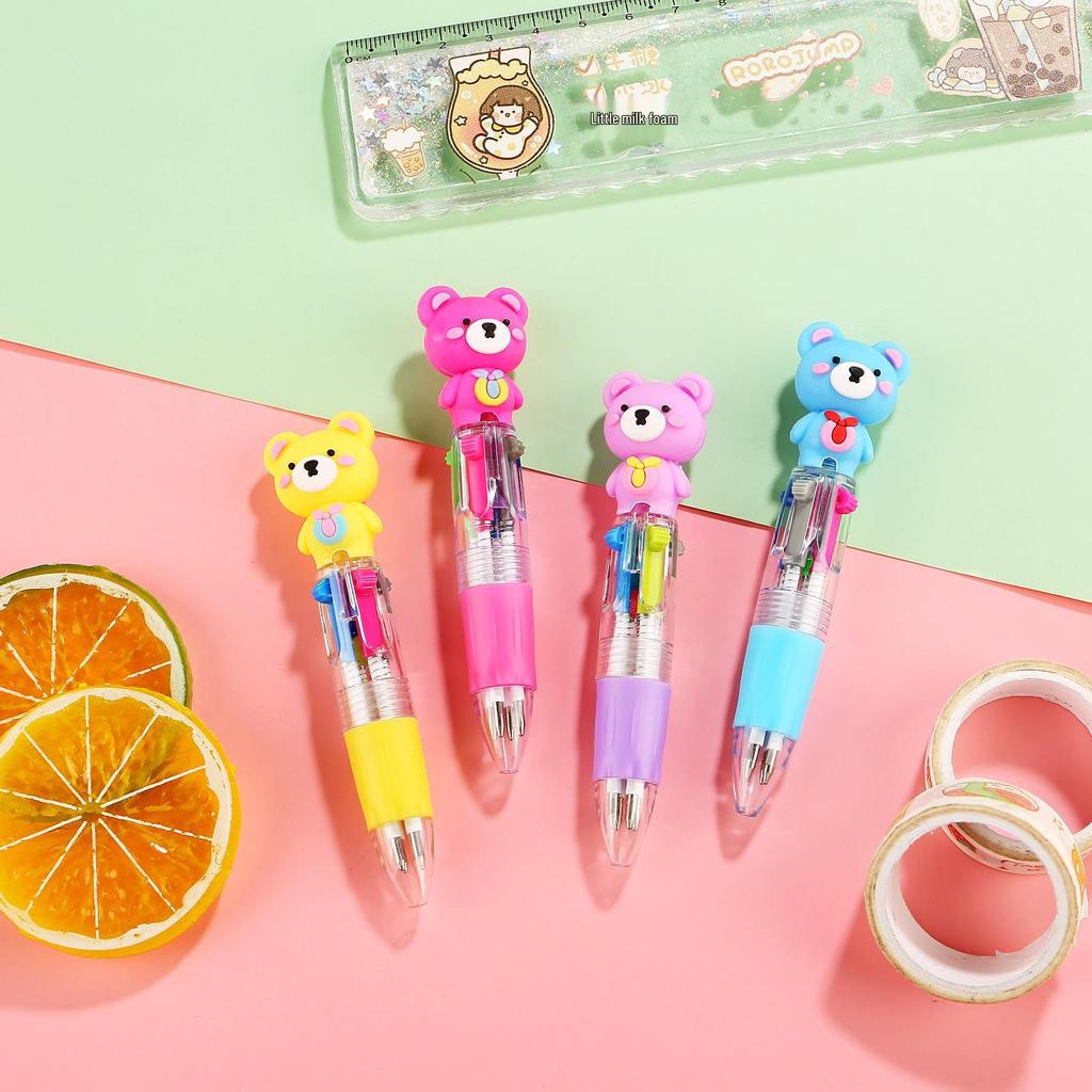 Korean Cute Animal Head 4-Color Click Ballpoint Pen
