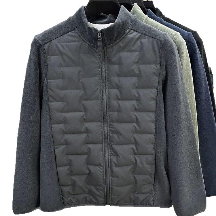 Oli Men's Velvet Patchwork Lightweight Fleece Jacket - Autumn/Winter Stand-Up Collar Casual Wear