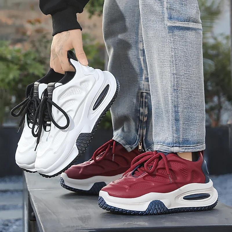 

Korean Version of Sports Casual Shoes Non-slip Thick Soles Increase Shoes 2025 Spring and Autumn New 44 білий