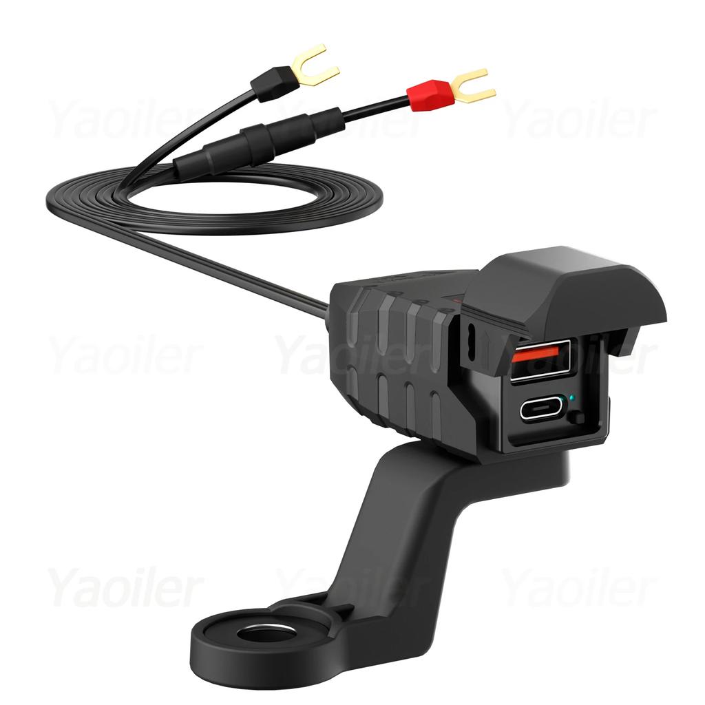 New QC3.0 Motorcycle USB Charger 12V Waterproof PD3.0 Port Socket Handlebar Quick Charger Adapter W/ Voltmeter Moto Accessories