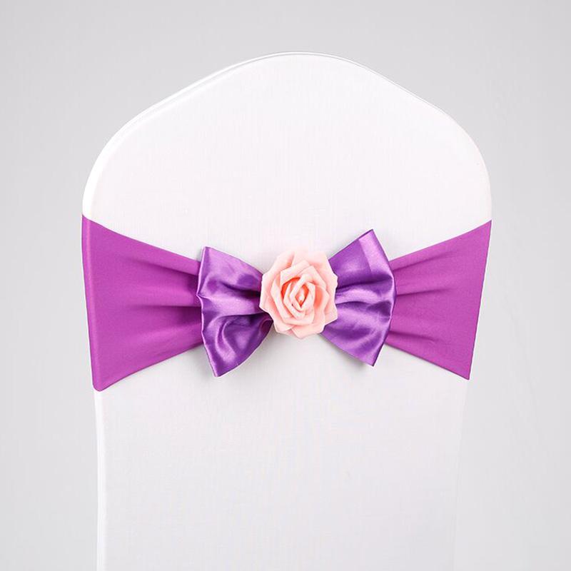 Stretch Spandex Chair Sash Band Bow Tie With Round Buckle Elastic Chair Bowknot Ties For Hotel Banquet Wedding Party Decoration