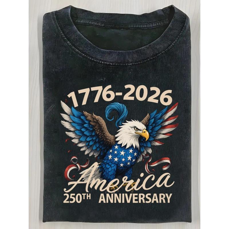 

Featuring a Light Yellow Print of 1776-2026 Along with an Eagle Design That Has a White Head, Yellow Beak, Blue Body with a White Star S чёрный