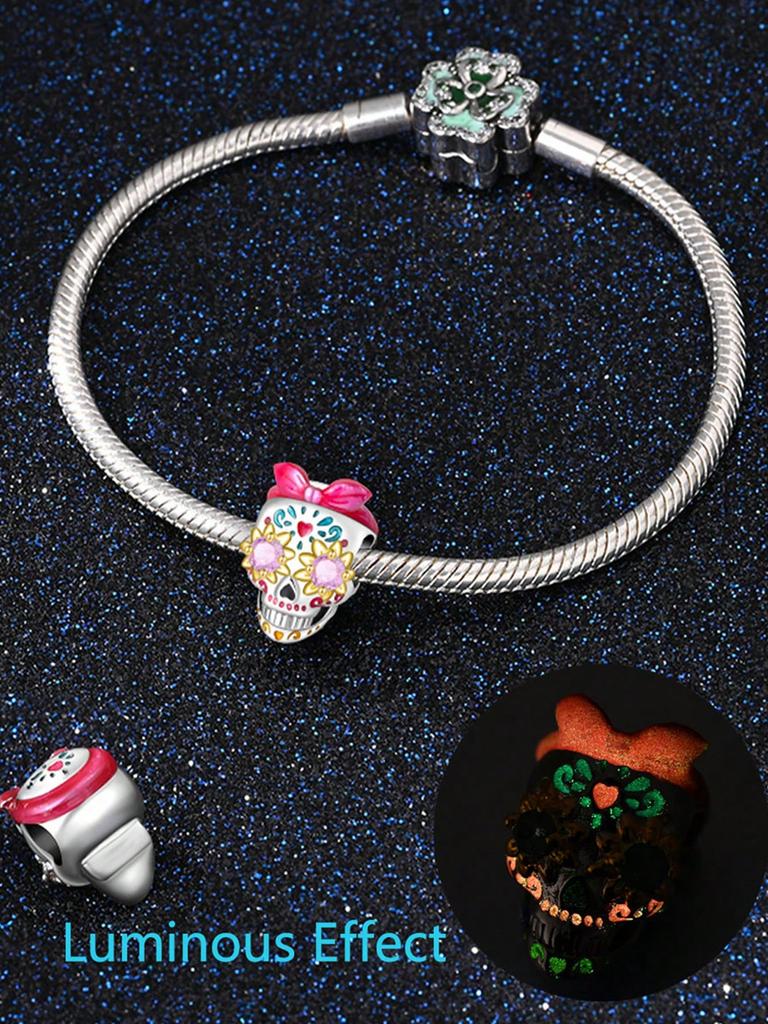Charms Plata Halloween Sun Rose Skull Beads Charm Copper Plated Fit Copperoriginal Bracelet For Jewelry Making Diy Charm
