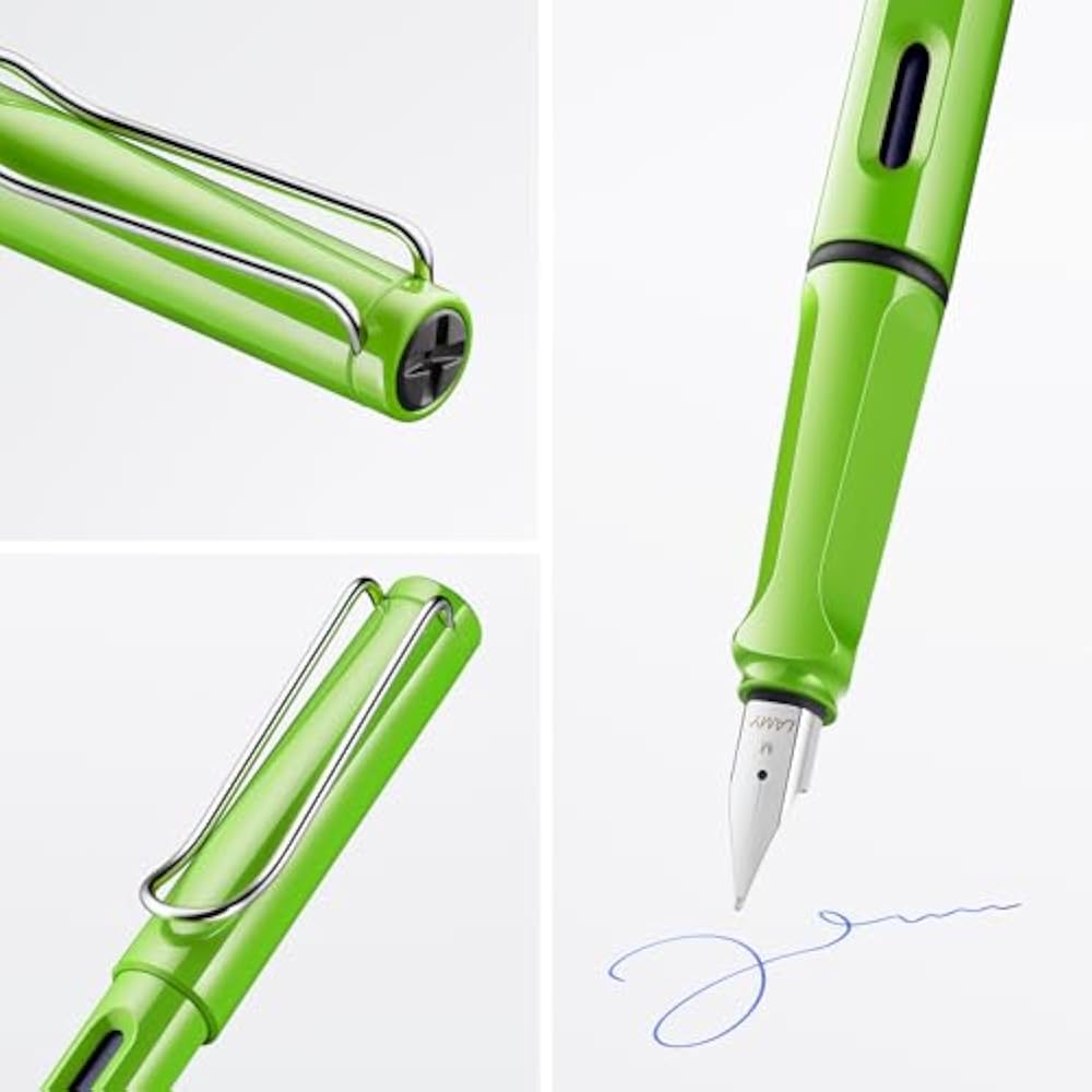 LAMY (Ramy) Safari Green Fountain Pen Green - Ergonomic Grip and Polished Left Handed Steel Tip (...