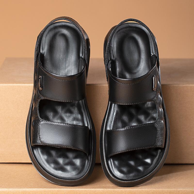 Fashion Brand Leather Sandals Mens Casual Beach Shoes Air Cushion Anti Slip Sports Sandals Outdoor Casual Men Sandal Sandalias De Hombre