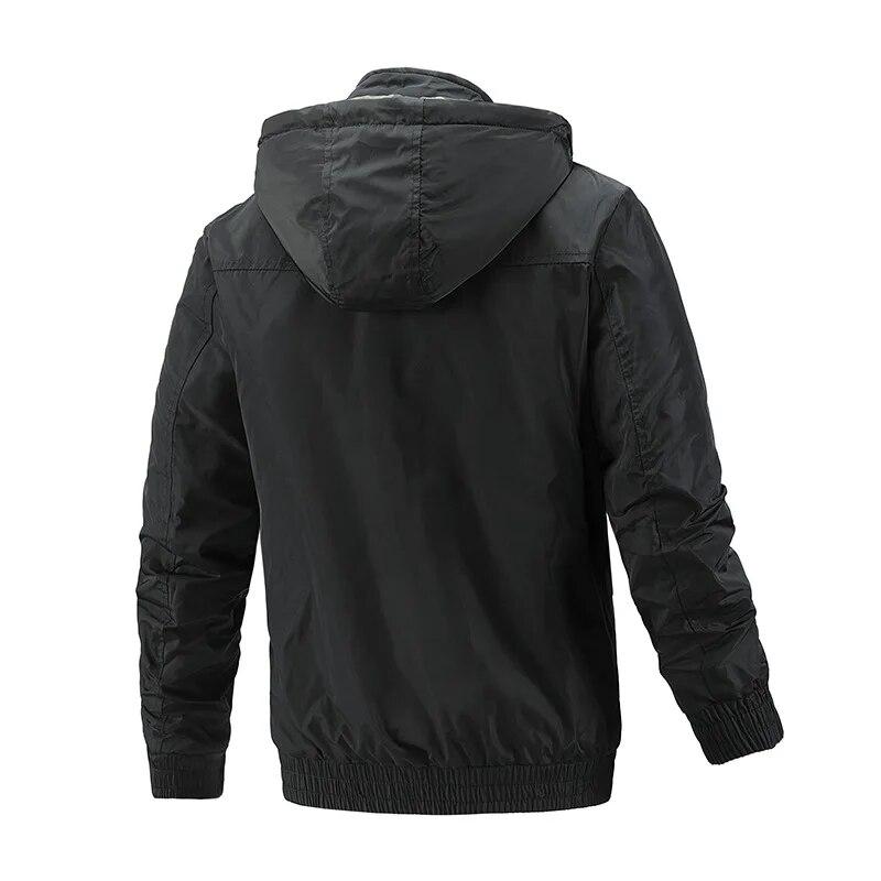 Men's Spring and Autumn Solid Color Camouflage Reversible Men's Jacket Sports Casual Windproof Riding Hooded Jacket