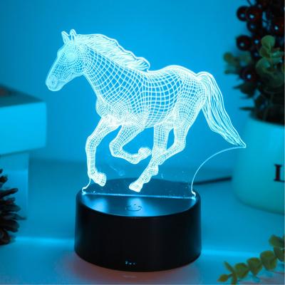 Veilleuse 3D créative en forme de cheval galopant, tactile, 7 couleurs, décoration d'ambiance de chambre, lumière cadeau pour les fêtes.